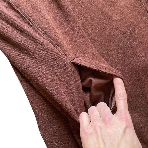 Athleta Balance Midi Sweater Dress Women M Brown Pockets #599867 $89 - Picture 6 of 12